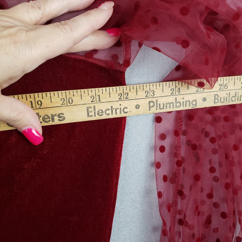 Siren Lily Women's‎ 1X Sheer Sleeve Velvet Blouse Red Vamp Gothic Steampunk Emo - Picture 7 of 8